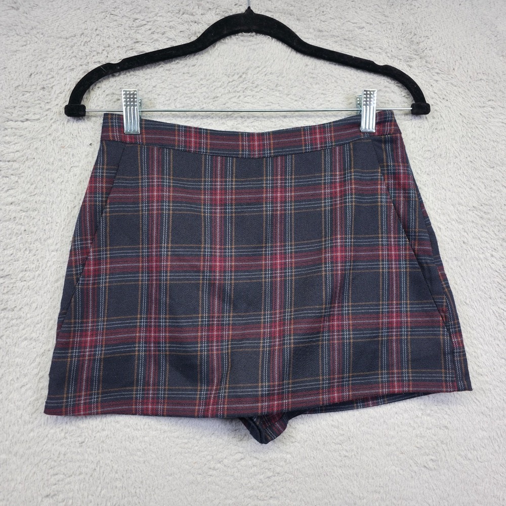 Plaid Mini‎ Skort Womens XS Blue Red Tartan Skirt Short Schoolgirl Academia Y2K - Picture 3 of 12